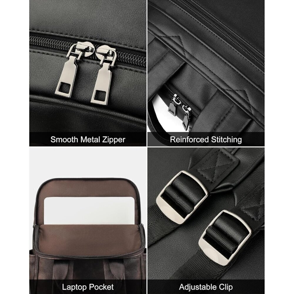 ❤️ Leather Laptop Backpack Purse for Women Designer Travel and Work Bag Laptop - Picture 6 of 8
